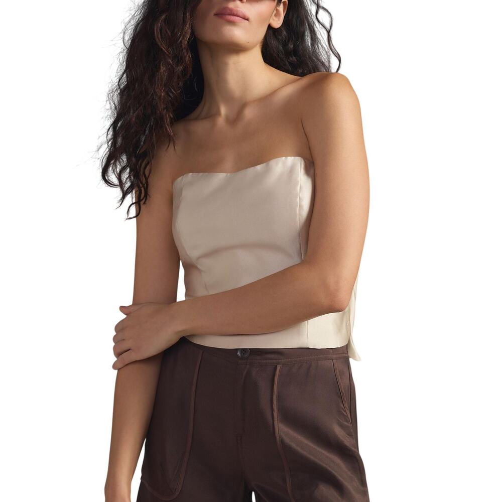 Anthropologie Chic Neutral Bow Tie Strapless Top Size US 4 / UK 8 NWT